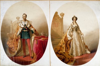 Portrait de Nicolas Ier (1796-1855), empereur de Russie et de sa femme Alexandra Feodorovna - Unknown artist