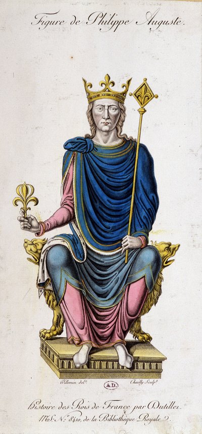 Portrait de Philippe Auguste sur son trône - d