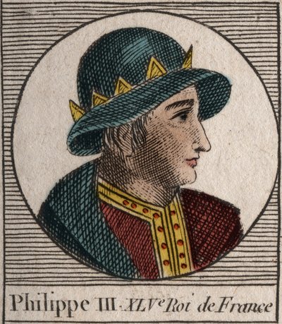 Portrait de Philippe III de France, dit Philippe le Hardi (1245-1285) (dynastie des Capétiens) - gravure de Instruction sur l