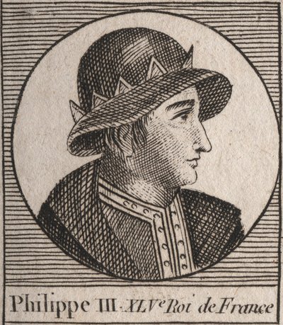 Portrait de Philippe III de France, dit Philippe le Hardi (1245-1285) (dynastie des Capétiens) - Philippe III dit le Hardi Roi de France - gravure de "Instruction sur l