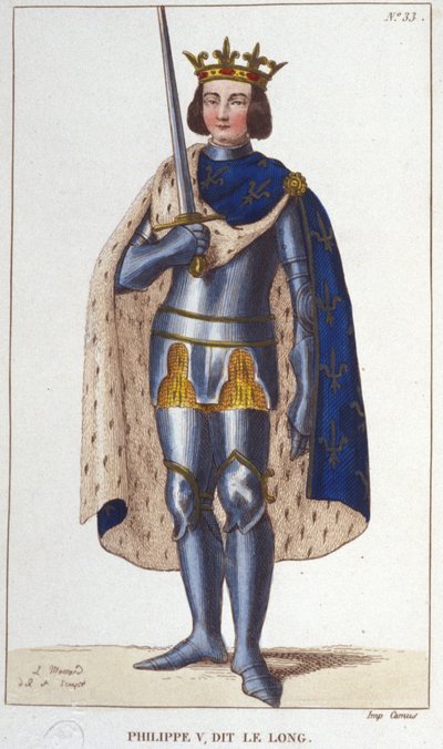 Portrait de Philippe V le Long (1294 - 1322), roi de France gravure de 1830 - Unknown artist
