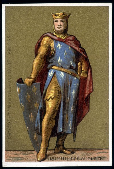 Portrait de Philippe Auguste en tenue de combat - chromo, fin 19ème siècle - Unknown artist