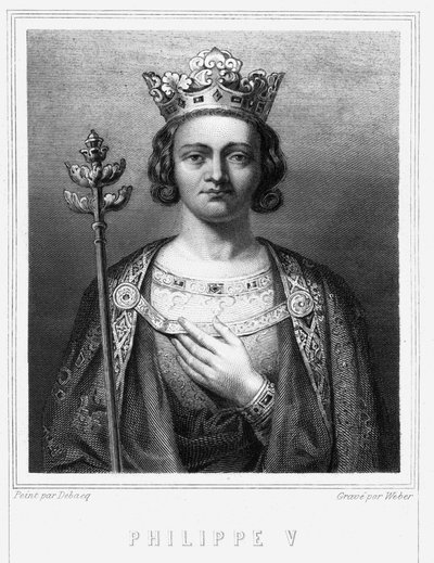 Portrait de Philippe V le Long (1294 - 1322), roi de France - dans «Histoire des Français» de Lavallée, gravure, sd - Unknown artist