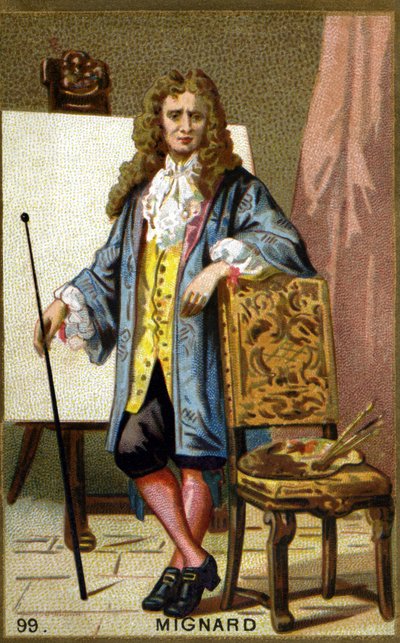 Portrait de Pierre Mignard (1612 - 1695), peintre, décorateur et dessinateur français. Chromolithographie du 19e siècle - Unknown artist