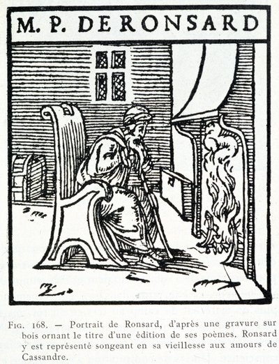 Portrait de Pierre de Ronsard vieux pensant aux amours de Cassandre - gravure sur bois - Unknown artist
