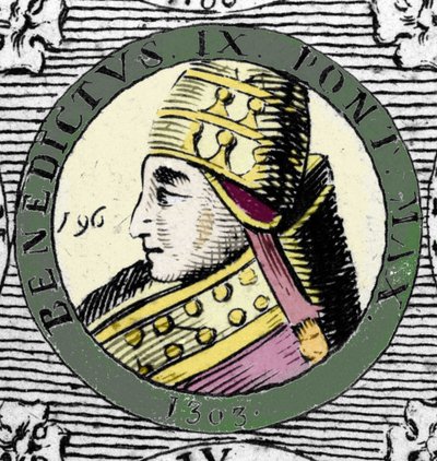 Portrait du Pape Benoît IX. Gravure du 19ème siècle. - Unknown artist
