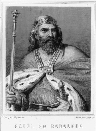 Portrait de Raoul ou Rodolphe de Bourgogne (? - 936), duc de Bourgogne et roi de France - dans « Histoire des Français » de Lavallée, gravure, sd - Unknown artist