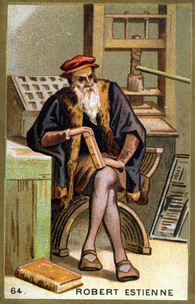 Portrait de Robert I Estienne (1498 - 1559) humaniste, éditeur et imprimeur. Chromolithographie du 19ème siècle - Unknown artist