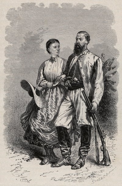 Portrait de SAMUEL WHITE BAKER (1821-1893) explorateur anglais et Lady Florence Baker (1841-1916) - Unknown artist