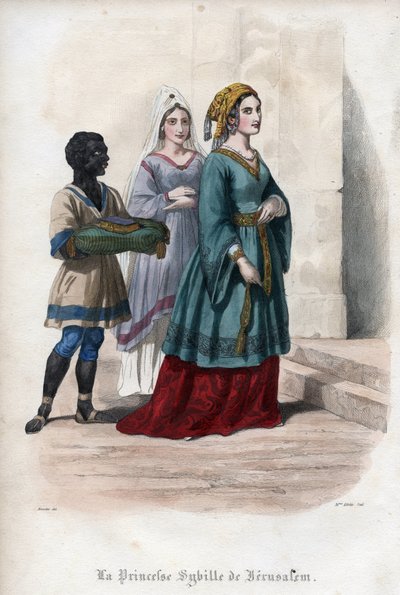 Portrait de Sibylle de Jérusalem (c. 1160-1190), princesse puis reine de Jérusalem. Gravure de 1842 dans « Histoire des papes » par Maurice Lachatre. Collection privée. - Unknown artist