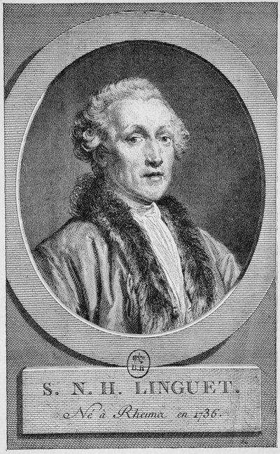 Portrait de Simon Nicolas Henri Linguet (1736 - 1794). Gravure de la fin du 19ème siècle dans "Histoire de France" par H. Martin - Unknown artist