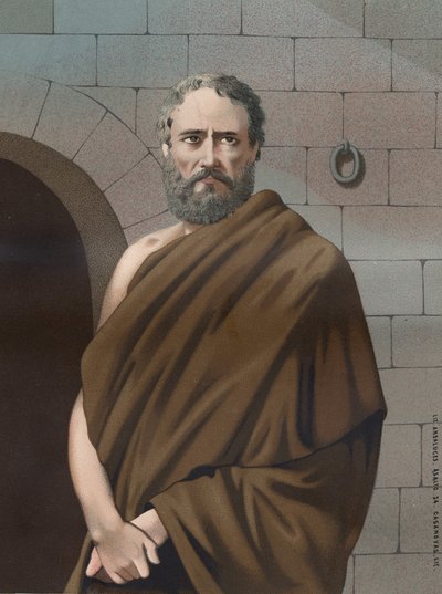Portrait de Socrate, philosophe grec (-470 -399) de « Hombres y Mujeres célebres ». Barcelone 1877 - Unknown artist