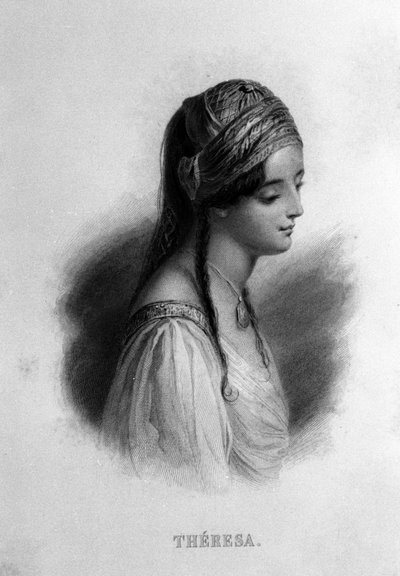 Portrait de Teresa Gamba en Guiccioli (19ème siècle) amoureuse du poète George Gordon Byron. Gravure du 19ème siècle - Unknown artist