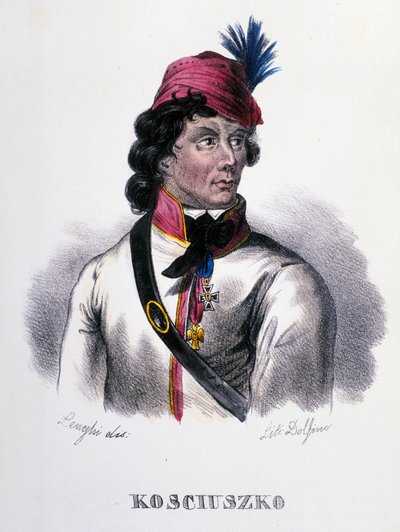 Portrait de Thaddeus (Tadeusz) Kosciuszko (Kosciusko) soldat polonais (1746-1817). Gravure du 19ème siècle - Unknown artist