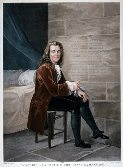 Portrait de Voltaire à la Bastille composant la Henriade. Gravure du 19e siècle. Musée Carnavalet. - Unknown artist