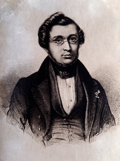 Portrait du compositeur anglais Adolphe Adam (1803-1856). Gravure. XIXe siècle. Bologne, musée civique bibliographique - Unknown artist