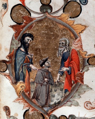 Portrait du poète italien Dante Alighieri avec Virgile et Charon, dans la Divine Comédie - miniature - Unknown artist