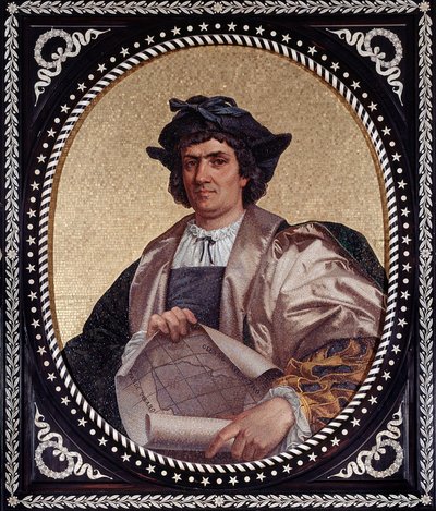 Portrait du navigateur italien Christophe Colomb (Christophe Colomb, Cristoforo Colombo, Cristóbal Colón) (1451-1506) Mosaïque - Unknown artist