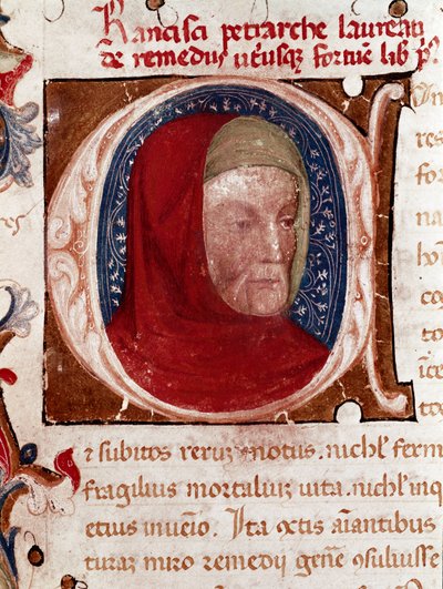 Portrait du poète italien Francesco Petrarca (Pétrarque) (détail) - Unknown artist