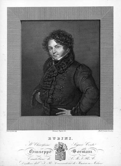 Portrait du ténor italien Giovanni Battista Rubini. Gravure du XIXe siècle - Unknown artist