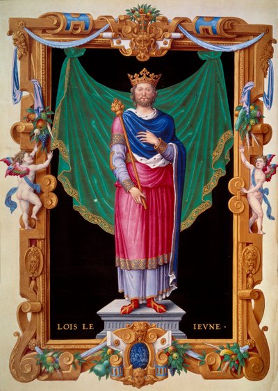 Portrait du roi de France Louis VII le jeune (1120-1180). Miniature dans le Recueil des rois de France par Jean du Tillet - Unknown artist