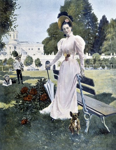 Portrait de la princesse russe Youssopoff dans un parc en 1844 - Unknown artist