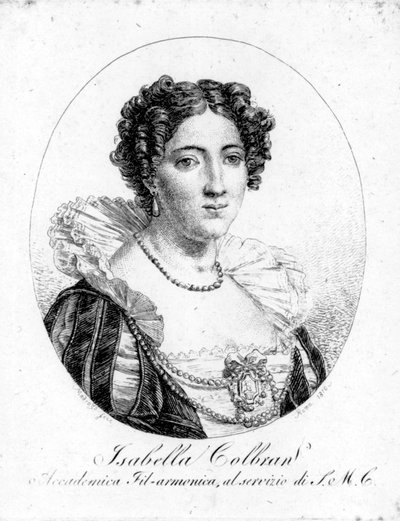 Portrait de la chanteuse espagnole Isabelle Colbran (1785-1845). Gravure du 19ème siècle - Unknown artist