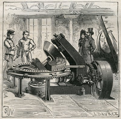 Machine Fleury utilisée pour le moulage mécanique des briques. Gravure de 1885 dans Les arts et métiers illustrés par Adolphe Bitard. - Unknown artist