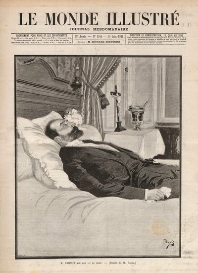 Le président de la république Sadi Carnot (1837-1894) sur son lit de mort, dans un contexte d