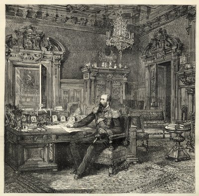 Prince Alexandre de Bulgarie (1857-1893), dans son cabinet d