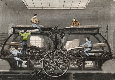 Presse à imprimer : presse à imprimer du journal « Le Siècle » à Paris. Gravure de 1857 dans « Le Musée Des Sciences ». - Unknown artist