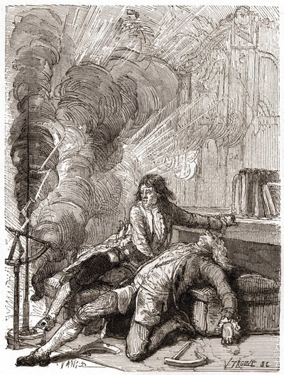 Professeur Georges Guillaume Richmann (1711-1753) mort dans son atelier suite à une expérience avec un électromètre - Unknown artist