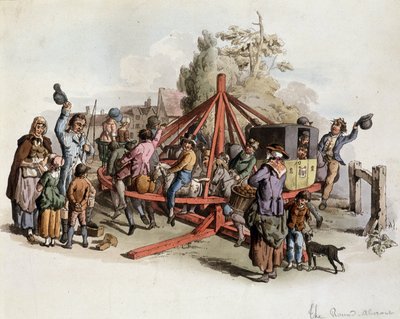 Équitation publique en Grande-Bretagne - lithographie, début 19ème siècle - Unknown artist