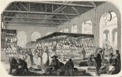 Quai des Augustins : Marché de la Vallée - Gravure dans « Tableau de Paris » par Edmond Texier - Unknown artist