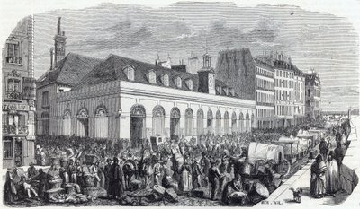 Quai des Augustins : Marché de la Vallée - Gravure dans « Tableau-de-Paris » par Edmond Texier - Unknown artist