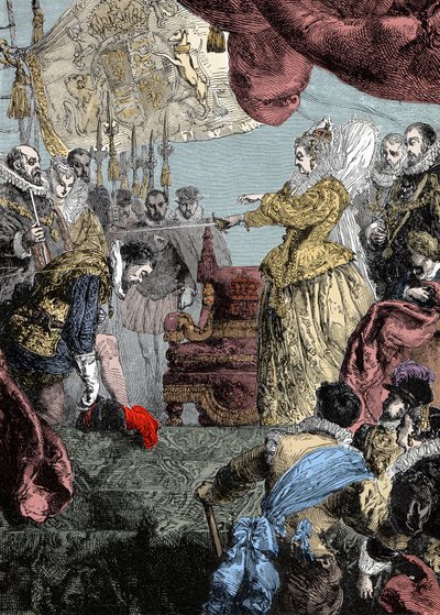 La reine Élisabeth Ire (1530-1603) adoubant Francis Drake (1540-96) - Unknown artist