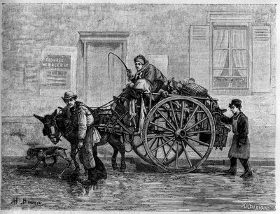 Chiffons : un chiffonier par nature. Gravure dans «Le journal de la jeunesse» - Unknown artist