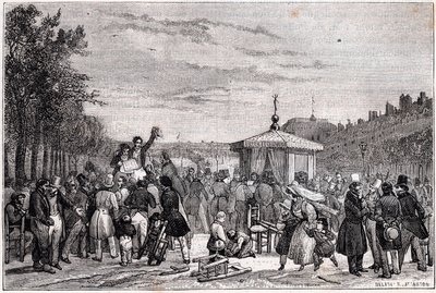 Lecture des prescriptions dans Le Moniteur, au jardin du Palais-Royal, le 26 juillet 1830 à 7 heures du soir - Unknown