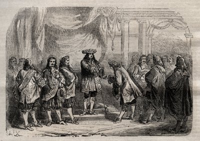 René Duguay-Trouin (1673-1736) recevant la croix de Saint-Louis des mains du roi Louis XIV - gravure dans "Dictionnaire populaire illustré" - 1864 - Unknown artist
