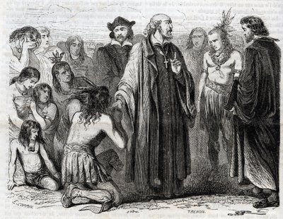 Représentation de Bartolomé de las Casas (1484-1566) prêtre dominicain, missionnaire auprès des Indiens (Portrait de Bartolomé de las Casas, frère dominicain et protecteur des Indiens) - gravure de 1860 - Unknown artist