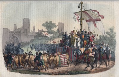 Représentation du Carroccio, un grand char portant les signes de la ville et autour duquel se rassemblaient les milices des communes de la plaine du Pô, inventé par l