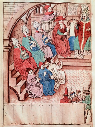Représentation du Concile de Constance entre 1414 et 1418, en haut le pape Martin V - Unknown artist