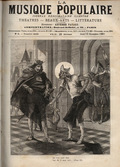 Représentation de la chanson populaire française Le Roi Dagobert représentant le roi Dagobert I (vers 600-639) et Saint Éloi de Noyon (vers 588-660) : Le Bon Saint Éloi - Unknown artist