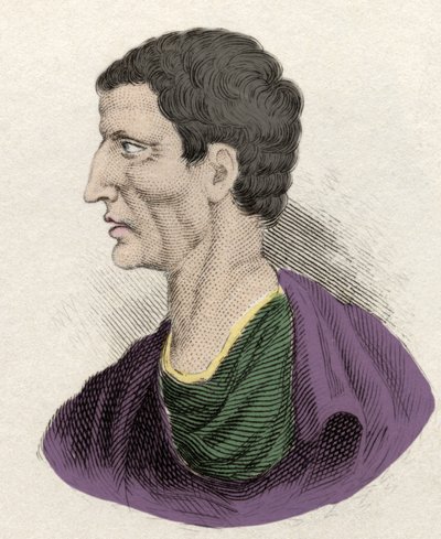 Représentation du politicien romain Lucius Cornelius Sulla (Silla ou Sylla) (138-68 av. J.-C.). Gravure du 19ème siècle. - Unknown artist