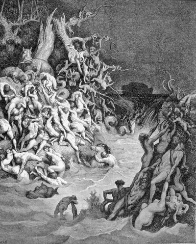 Représentation du Déluge universel. Gravure du 19ème siècle - Unknown artist
