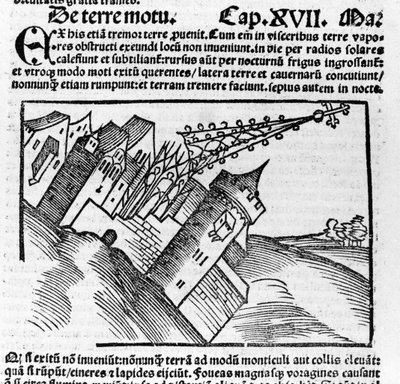 Représentation du tremblement de terre au 16ème siècle. - Unknown artist
