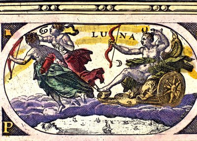 Représentation de la lune. Gravure du 17ème siècle. - Unknown artist