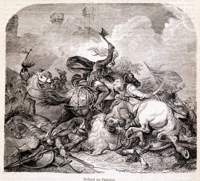 Richard en Palestine. Illustration dans "Histoire des papes, rois, reines, empereurs, à travers les siècles" par Maurice Lachatre 1857 - Unknown artist