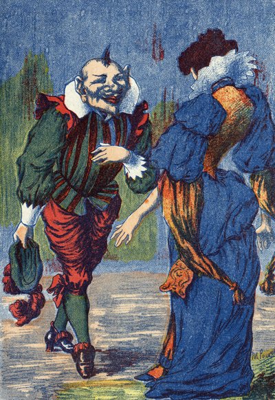 Riquet se présente à nouveau à la princesse. Illustration pour "Riquet à la houppe", conte de Charles Perrault (1628-1703), écrivain français. Illustration anonyme. Imagerie Marcel Vagne, Jarville Nancy, sans date (fin XIXe siècle). - Unknown artist