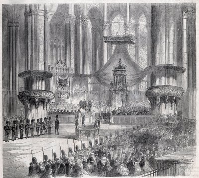 Risorgimento - Célébration du Te Deum dans la cathédrale de Milan en présence des rois d